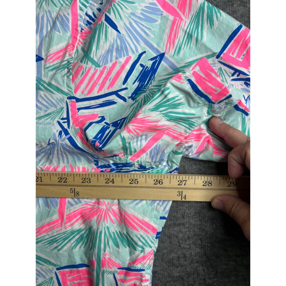 Vineyard Vines Mens XXL Beach Chair Palm Tree Print Cotton Whale Shirt Pink Blue - Picture 7 of 8